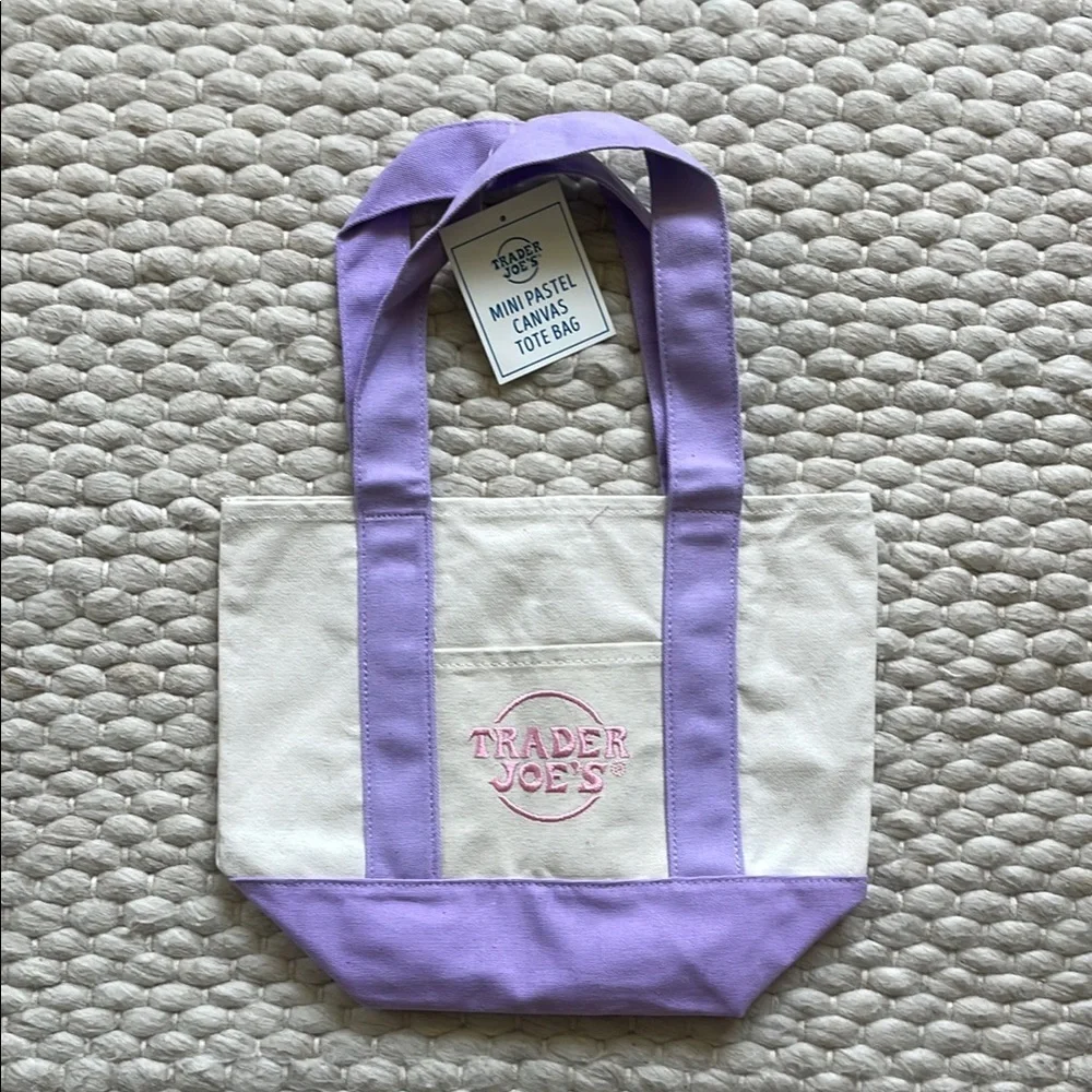 NWT Trader Joe's Mini Canvas Tote Bag - Lavender Purple (Spring 2026)